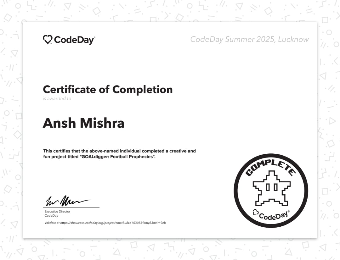 CodeDay Summer 2025 Certificate